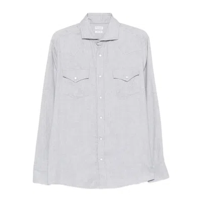 BRUNELLO CUCINELLI BRUNELLO CUCINELLI GREY SHIRTS MEN