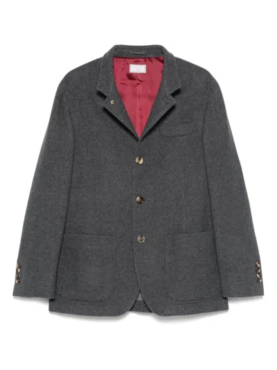 BRUNELLO CUCINELLI GREY SINGLE-BREASTED BLAZER