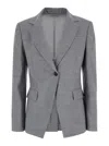 BRUNELLO CUCINELLI GREY SINGLE-BREASTED JACKET WITH NOTCHED REVERS IN STRETCH WOOL WOMAN