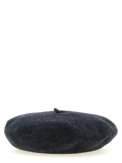Brunello Cucinelli Grey Solid Beret Hat In Gray