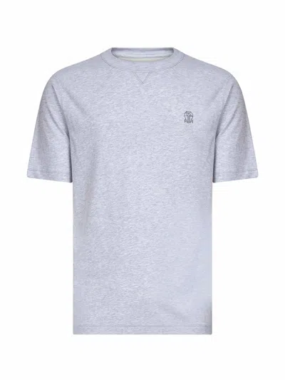 Brunello Cucinelli Grey Solomeo Crest Crewneck T-shirt In Gray