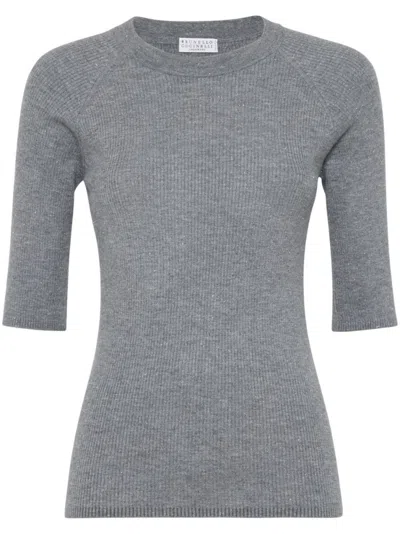 BRUNELLO CUCINELLI GREY SPARKLING SWEATER