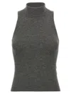 Brunello Cucinelli Sleeveless High Neckline Ribbed Top In Gray