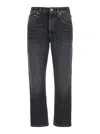 Brunello Cucinelli Grey Straight Jeans With Logo Patch In Denim Woman In Grey