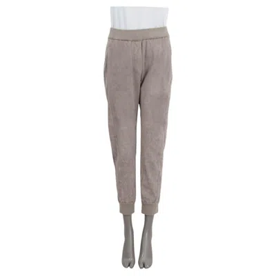 Pre-owned Brunello Cucinelli Grey Suede Jogging Pants 40 S In Gray