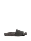 Brunello Cucinelli Grey Suede Slide Sandals With Monile Detail  Woman