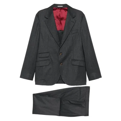 BRUNELLO CUCINELLI BRUNELLO CUCINELLI GREY SUITS - SINGLE BREASTED SUITS MEN