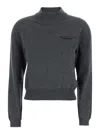Brunello Cucinelli Grey Sweater With Mock Neck And Monil Detail On The Front In Cashmere Woman