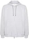 Brunello Cucinelli Double French Terry Zip-up Hooded Sweatshirt In Grey