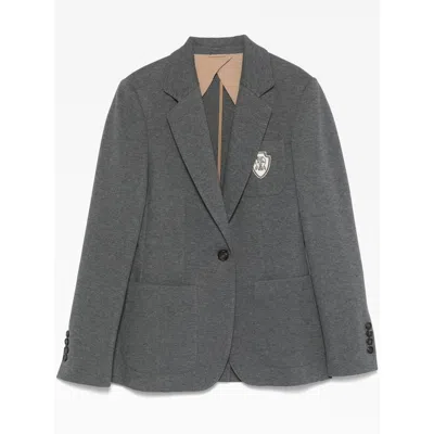 Brunello Cucinelli Grey Tailored Cotton Jacket In Gray