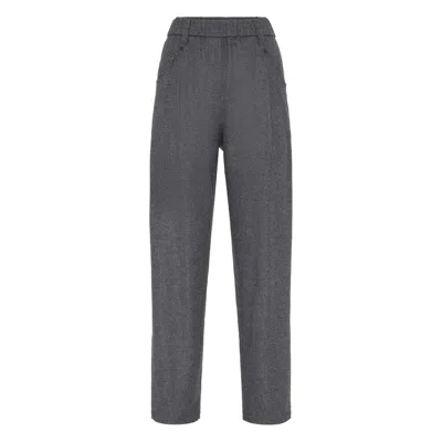 BRUNELLO CUCINELLI BRUNELLO CUCINELLI GREY TROUSERS - TAILORED TROUSERS WOMEN