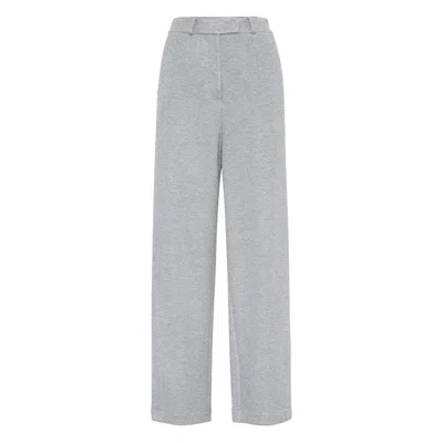 BRUNELLO CUCINELLI BRUNELLO CUCINELLI GREY TROUSERS - STRAIGHT TROUSERS WOMEN