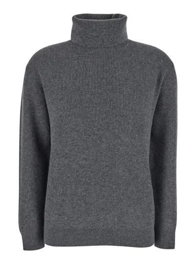 Brunello Cucinelli Cashmere Turtleneck Sweater In Grey