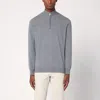Brunello Cucinelli Men High-necked Cashmere Sweater With Zip Opening In Grey
