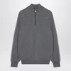 Brunello Cucinelli Grey Turtleneck Sweater With Zip In Gray