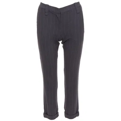 Pre-owned Brunello Cucinelli Grey Virgin Wool Blend Pinstripe Cuffed Crop Trousers It38 Xs In Gray