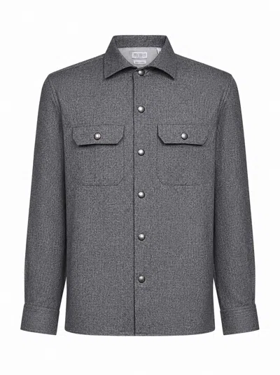 Brunello Cucinelli Grey Virgin Wool Overshirt In Gray