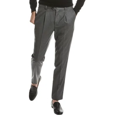 Brunello Cucinelli Grey Virgin Wool Pleated Trousers In Blue
