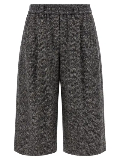 Brunello Cucinelli Grey Wool Bermuda Shorts In Gray