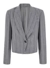 Brunello Cucinelli Grey Single-breasted Jacket With Peak Revers In Wool Blend Woman In Grey