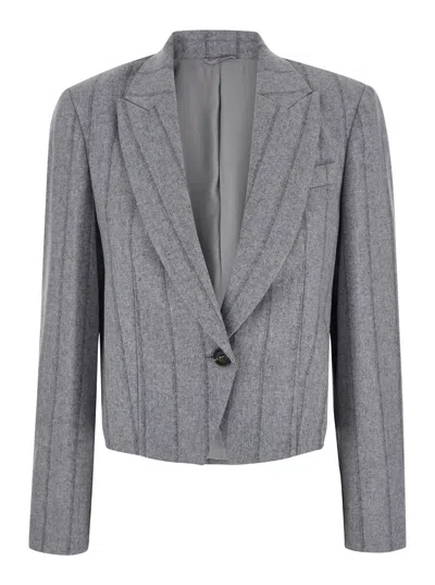 BRUNELLO CUCINELLI GREY WOOL BLAZER