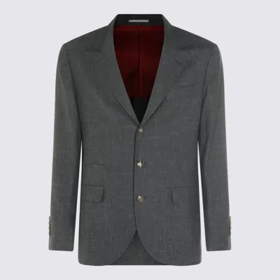 Brunello Cucinelli Grey Wool Blazer In Gray