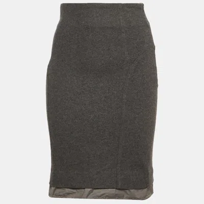 Pre-owned Brunello Cucinelli Grey Wool Blend Pencil Skirt S In Gray