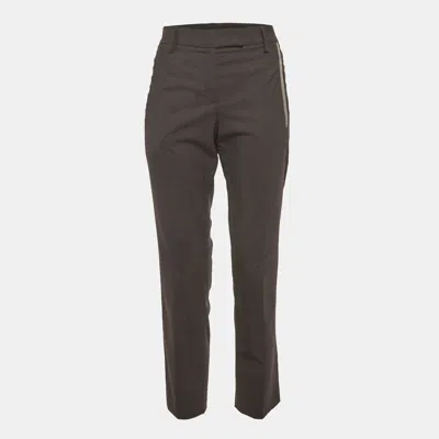 Pre-owned Brunello Cucinelli Grey Wool Blend Straight Fit Pants S In Gray