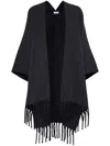 Brunello Cucinelli Grey Wool Cashmere Cape In Black