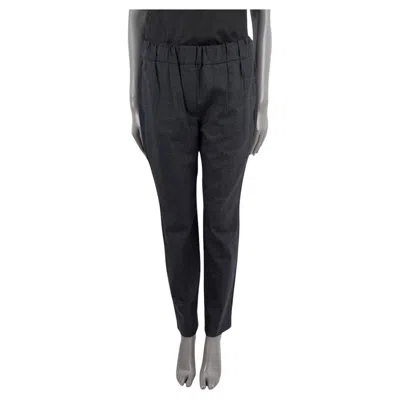 Pre-owned Brunello Cucinelli Grey Wool Check Pants 46 Xl In Gray