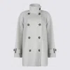Brunello Cucinelli Buttoned Collar Long Sleeve Coat With Pockets In Gray