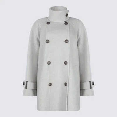Brunello Cucinelli Grey Wool Coat In Gray