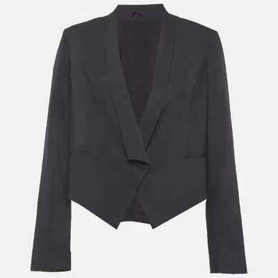 Pre-owned Brunello Cucinelli Grey Wool Crop Blazer M In Gray