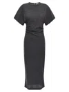 Brunello Cucinelli Wool Dress With Ruched Detail And Stretch Fabric In Gray
