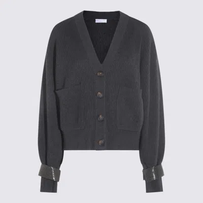 Brunello Cucinelli Grey Wool Knitwear In Black