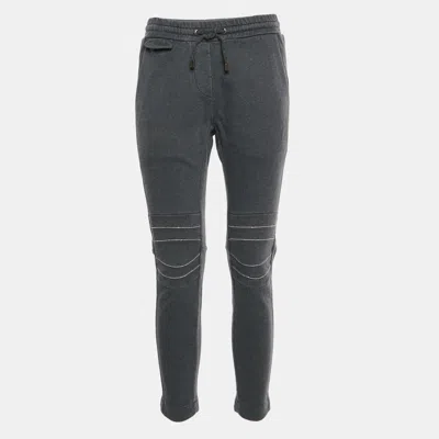 Pre-owned Brunello Cucinelli Grey Wool Monili Detail Sweatpants Xs In Gray