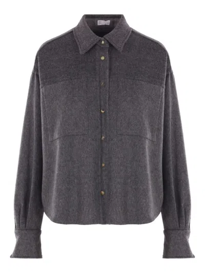 BRUNELLO CUCINELLI GREY WOOL SHIRT