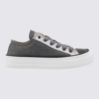 Brunello Cucinelli Panelled Lace-up Leather Sneakers In Multicolor