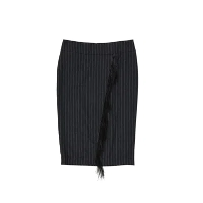 Brunello Cucinelli Virgin Wool Pinstriped Skirt In Black