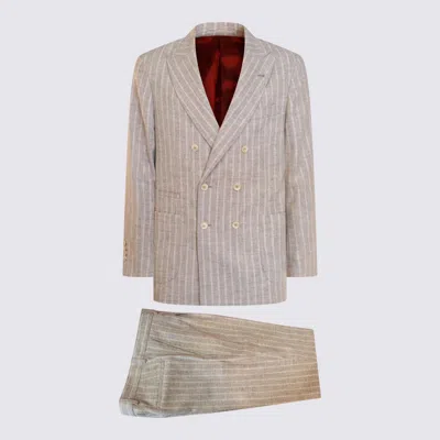 Brunello Cucinelli Grey Wool Suit In White
