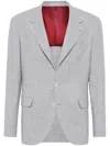 Brunello Cucinelli Grey Wool Three Buttons Blazers In Grey