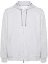 Brunello Cucinelli Double French Terry Zip-up Hooded Sweatshirt In Grey