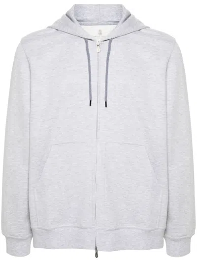 BRUNELLO CUCINELLI GREY ZIPPED HOODIE
