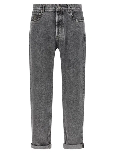 Brunello Cucinelli Greyscale Denim Jeans In Gray
