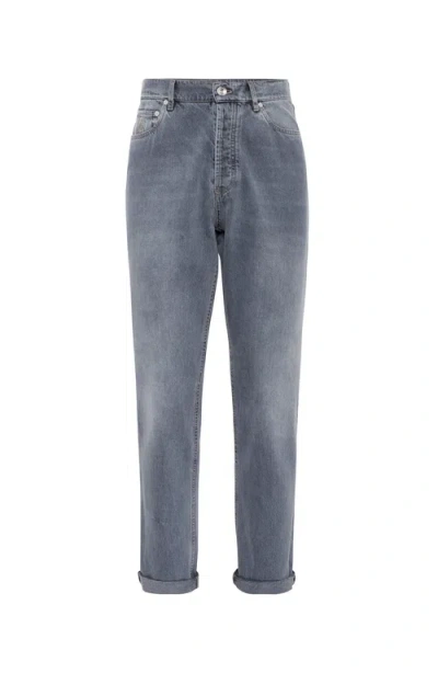 Brunello Cucinelli Greyscale Denim Trousers In Medium Grey