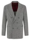 Brunello Cucinelli Tailored Double-breasted Blazer Featuring Pockets In Multi