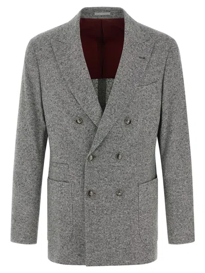 BRUNELLO CUCINELLI GRISAILLE BLAZER GRAY