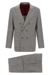 Brunello Cucinelli Tailored Suit Set Double-breasted Jacket In Neutral