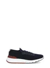 Brunello Cucinelli Gros Grain Logo Blue Sneakers In Black