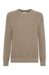 Brunello Cucinelli Half English Rib Knit Sweater In Khaki